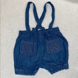 Vintage Kids Denim bubble Suspender Shorts 4t unisex
